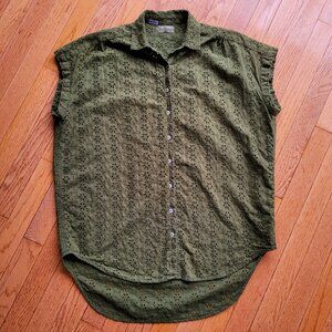 SUNDAYS One Top Green Eyelet Sleeveless Bouse